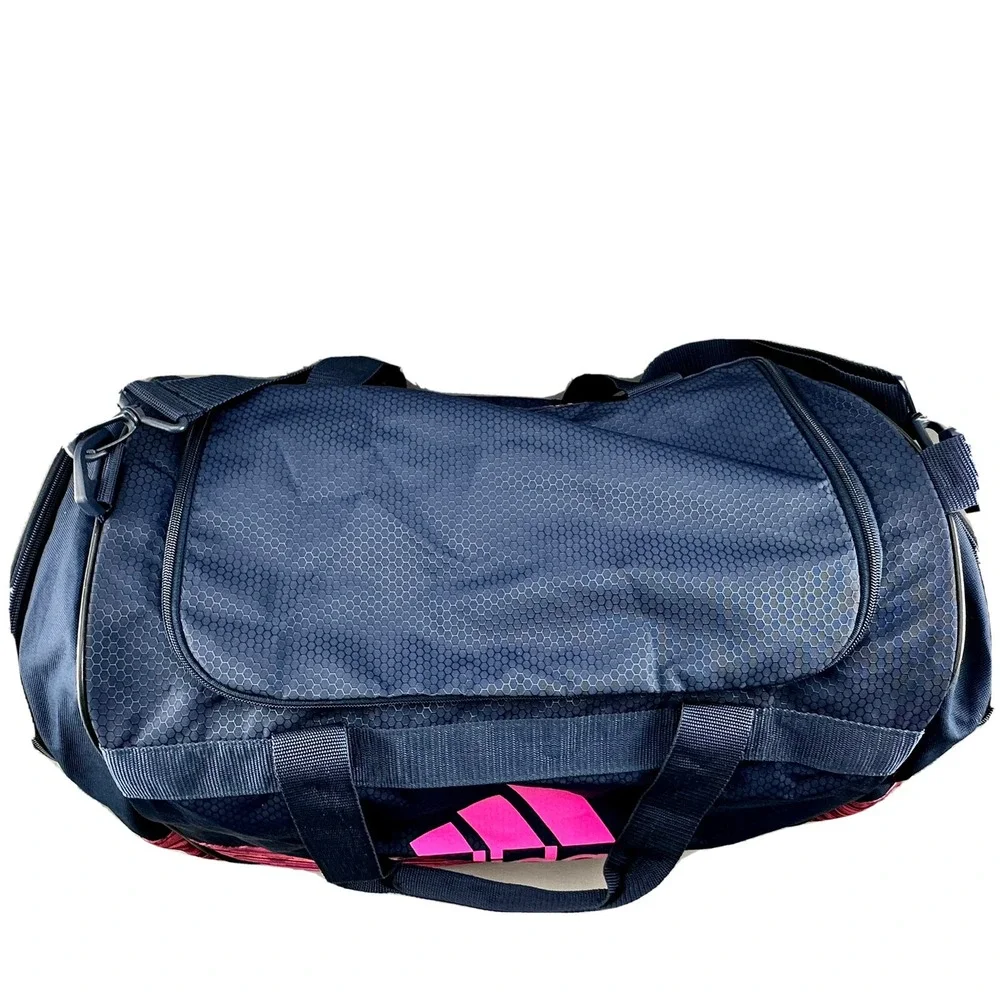 Adidas Defender II Duffel Bag Small Gym Sports Travel Carry On Navy Blue Pink